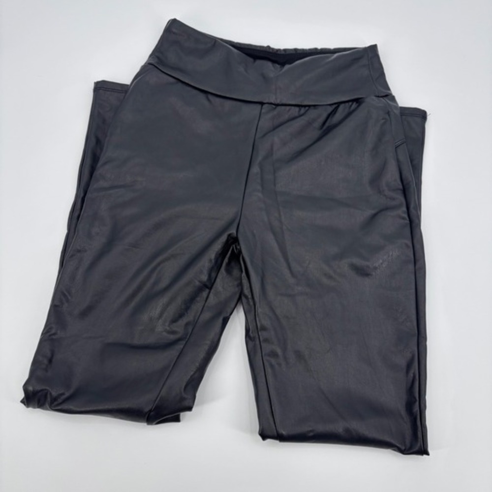 Mia Rose Black pleather pull on leggings Pants goth grunge festival Size‎ small